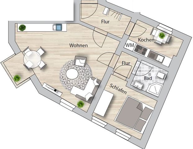 Modernes 2-Zimmer-Appartment mit Erker direkt am Leipziger Turm. Nur 5 Minuten zum Markt oder Hauptbahnhof... - Photo 1
