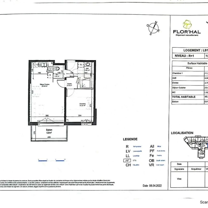Appartement à louer 2 pièces 45.83m² - Photo 2