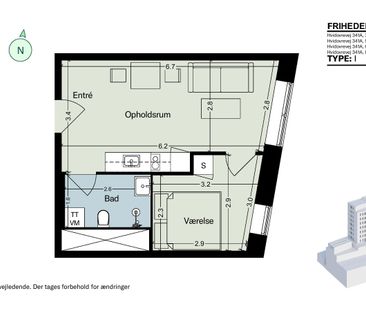 Velindrettet 2-værelses bolig med køkken alrum og stort badeværelse - Photo 1