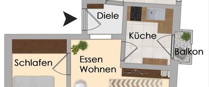 München-Milbertshofen - 1,5 Zimmer, Küche, Flur, Bad/WC, Balkon, Kellerabteil - Photo 1