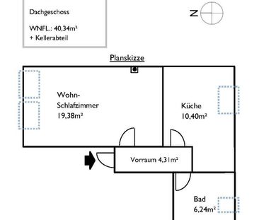 Gut aufgeteilte 1-Zimmerwohnung im Dachgeschoss - Foto 4