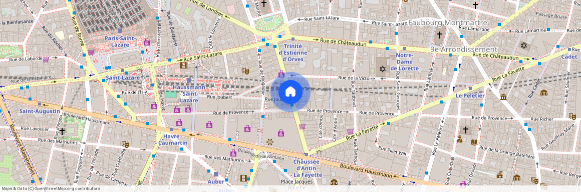 Rue Joubert et rue de la Chaussee d'Antin 75009 Paris (9e arrondissement)