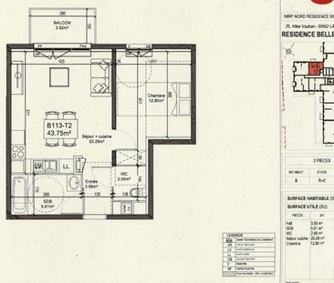 location Appartement T2 DE 43.75m² À LINSELLES - Photo 1