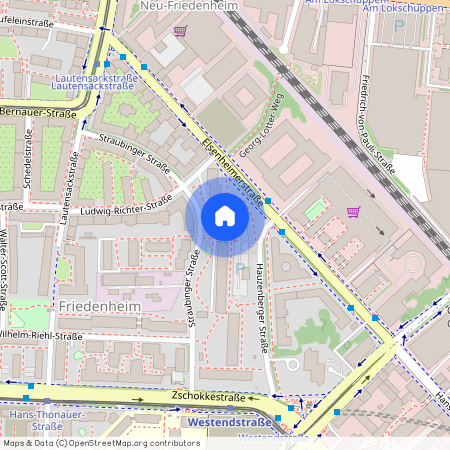 Hauzenberger Straße, 80687 München Laim ca. 4, 4 km west of Munich-center