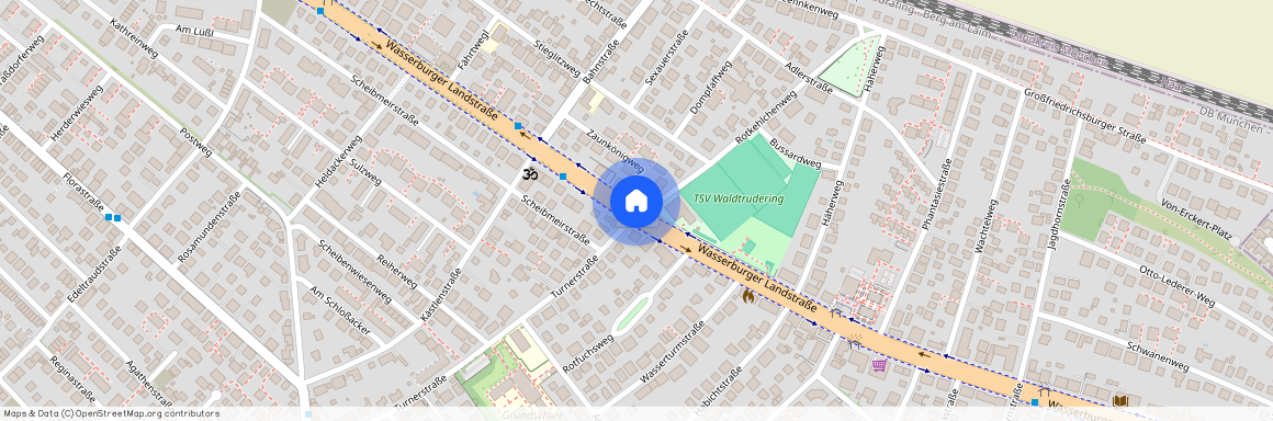 Wasserburger Landstraße, 81827 München Trudering ca. 8, 7 km east of Munich-center