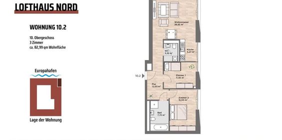 NACHMIETER gesucht / 3 Zimmer Überseestadt Europahafenkopf - Photo 3