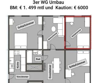 Ab 1.11. bezugsfertig - 2er oder 3er Studenten-WG | 83 m² | 2 getrennte Zimmer + Wohnzimmer | Nähe AKH | 1180 Wien - Foto 2