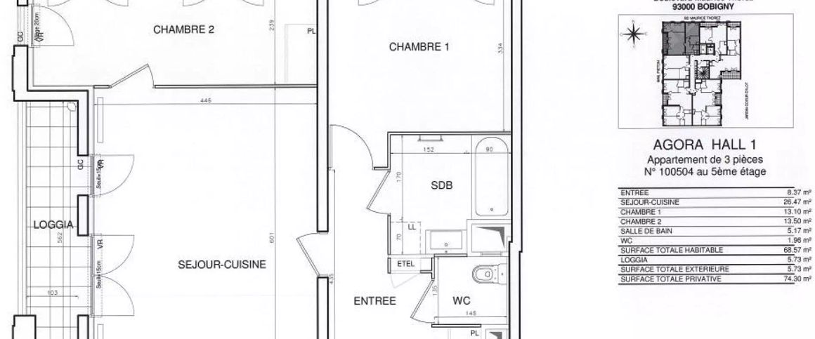 location Appartement T3 DE 68.8m² À BOBIGNY - Photo 1