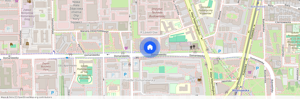 ul. Domaniewska 22A, Ksawerów, Mokotów, Warszawa, mazowieckie