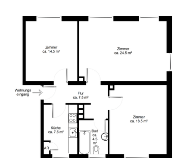 3 Zimmer-Wohnung mit schönem Schnitt - Photo 2