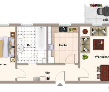 2-Raum-Wohnung mit Balkon und Blick ins Grüne - Photo 3