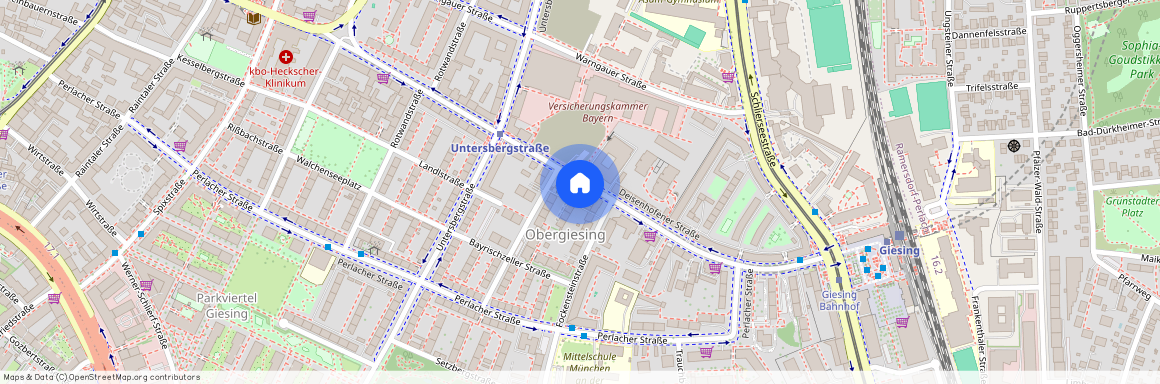 Deisenhofener Straße, 81539 München Obergiesing ca. 3, 1 km south of Munich-center