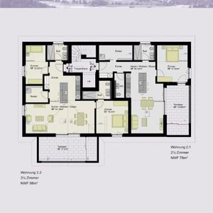 2.5 Zimmer, 72 m² - Photo 2