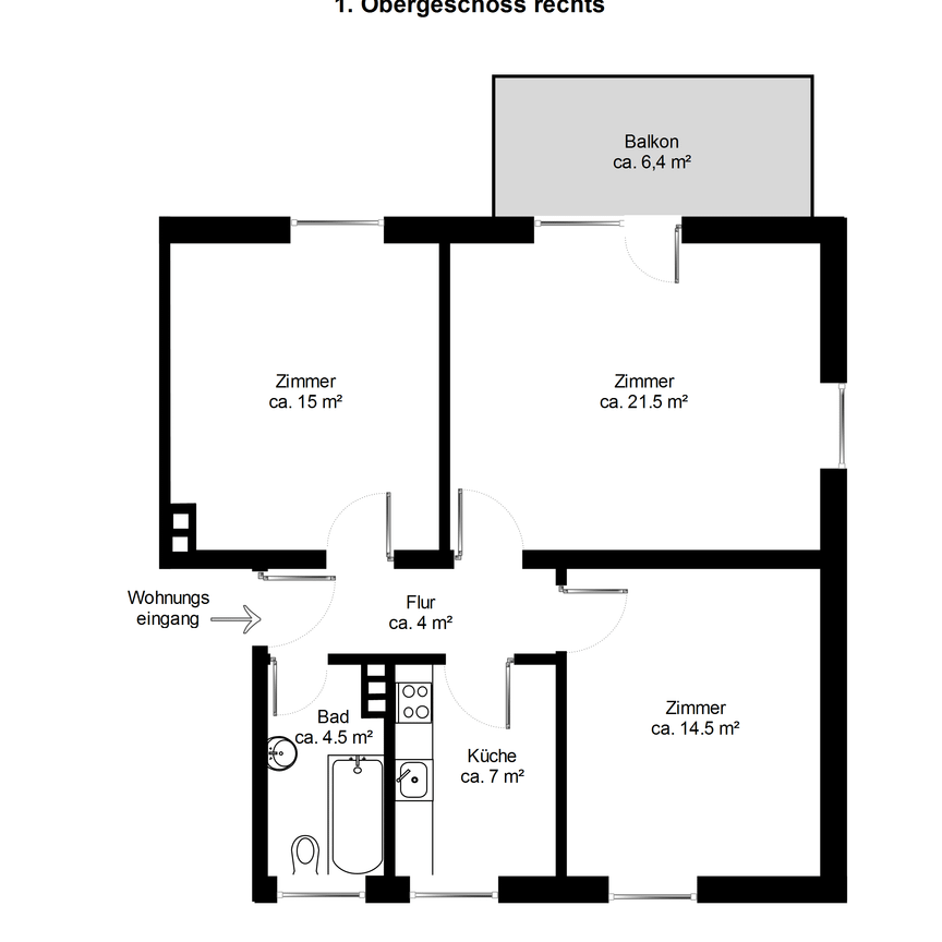 3 Zimmer-Balkonwohnung in ruhiger Wohnlage - Foto 2