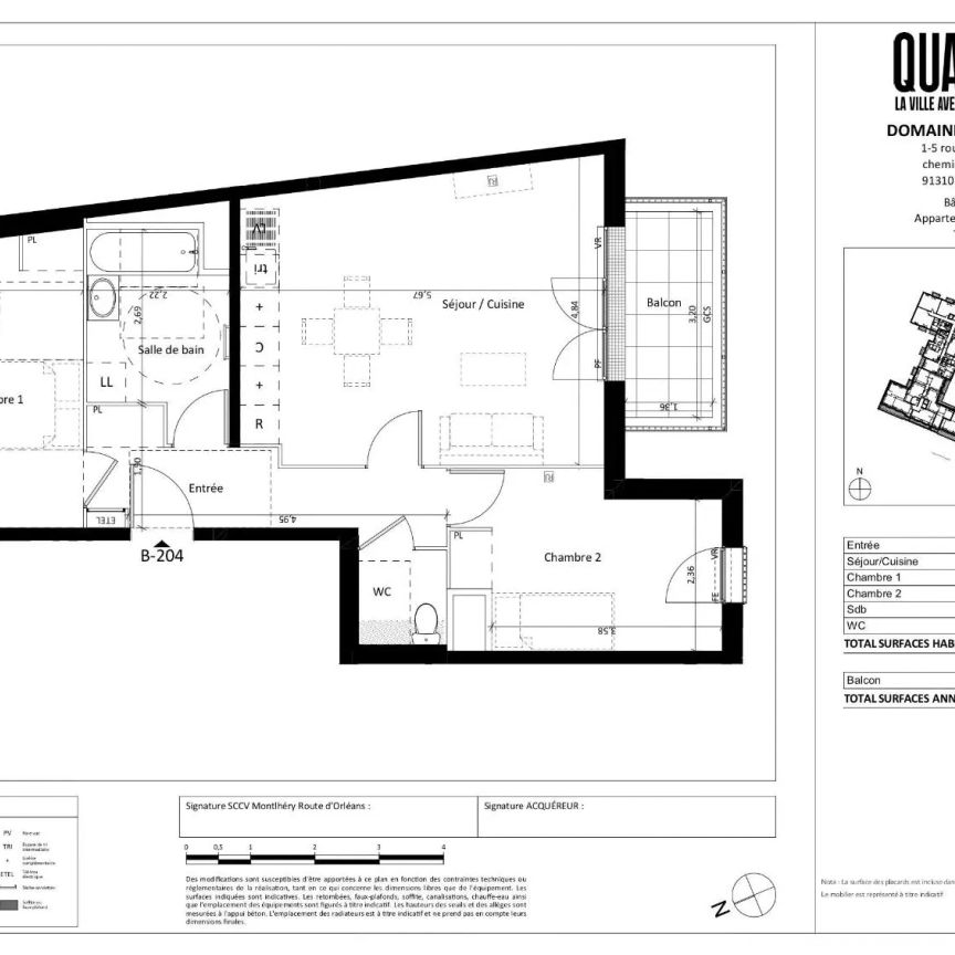 Appartement à louer 3 pièces 63.91m² - Photo 2