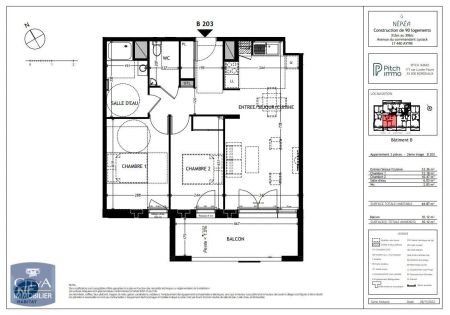 Appartement à louer 3 pièces 64.87m² - Photo 3