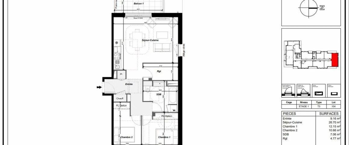 Appartement à louer 3 pièces 70.5m² - Photo 1