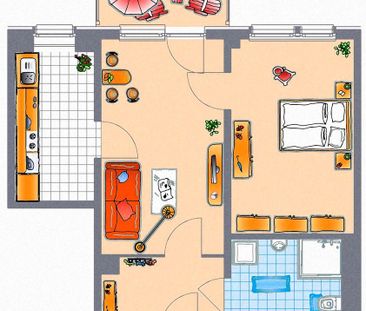 Geräumige 2-Raum-Wohnung mit Balkon, ebenerdig erreichbar - Photo 2