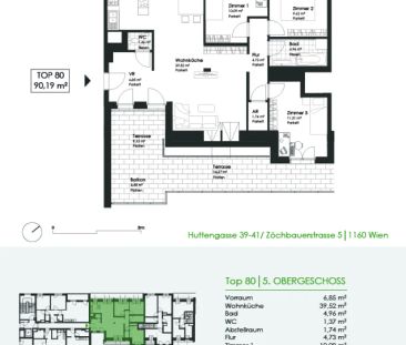 Klimatisierte Wohnung mit großer Terrasse in Ruhelage nahe U3 Kendl... - Foto 5
