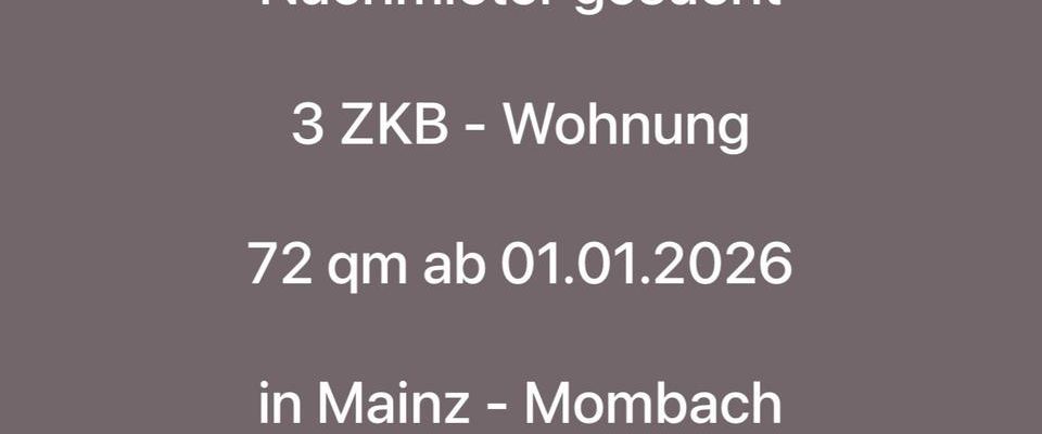 Suche Nachmieter 3 ZKB - Wohnung in Mainz Mombach - Foto 1
