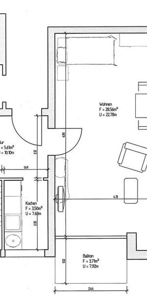 1 Zimmer Wohnung mit Balkon - Foto 1