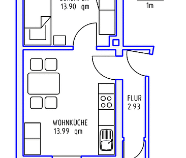 1 Zimmer, Küche, Dusche, 2.OG links - Photo 1