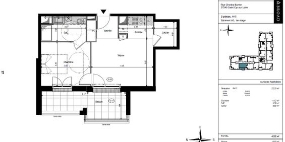 Location appartement 2 pièces 42.22 m2 à Saint-Cyr-sur-Loire - Photo 3