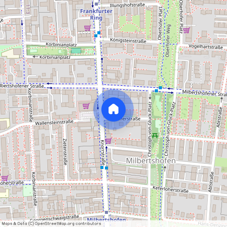 Pfitznerstraße, 80807 München Milbertshofen ca. 5, 0 km north of Munich-center