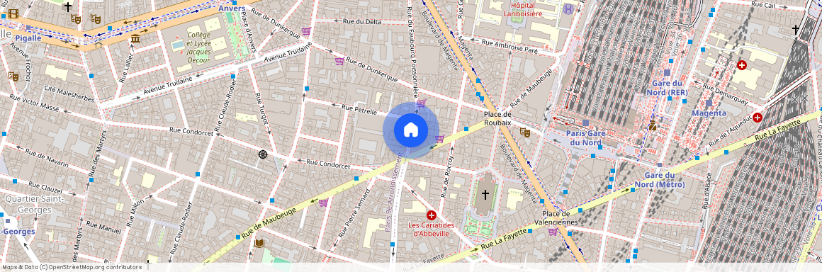 Rue de Dunkerque et Rue du Faubourg Poissonnière 75009 Paris (9e arrondissement)