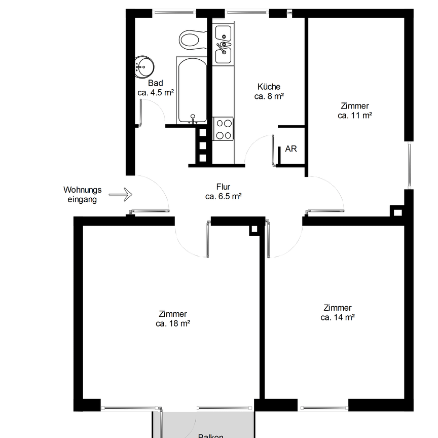 3 Zimmer-Balkonwohnung in ruhiger Wohnanlage - Photo 2