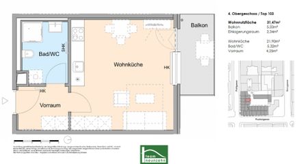 Wundervolle 1-Zimmer Wohnung in toller Lage – Einbauküche und Balkon inklusive – ab 01.02.2025 beziehbar! - Photo 2