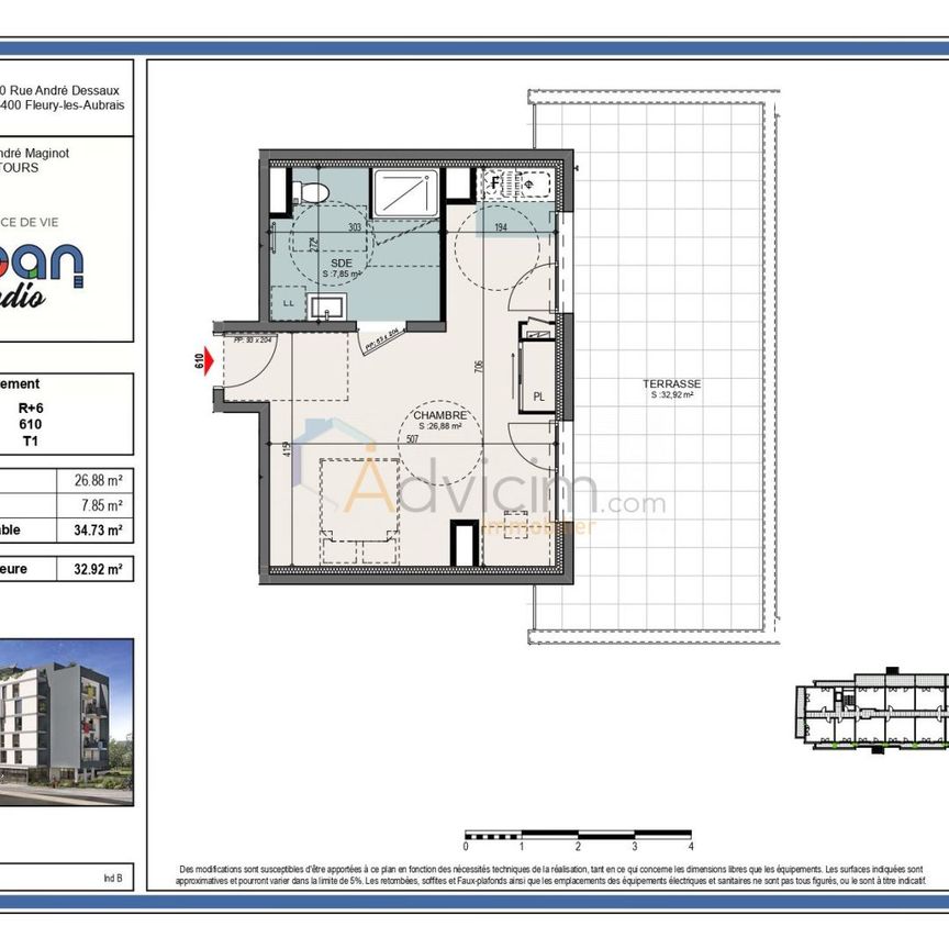 T1 NEUF DE 34.73 m² AVEC TERRASSE de 33m² . - Photo 2