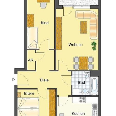 Helle 3-Zimmer Wohnung für die kleine Familie (WBS notwendig) - Photo 1