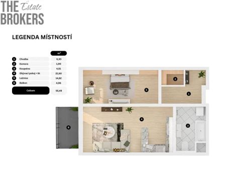 Pronájem bytu 2+kk, 54,3 m - Fotografie 4