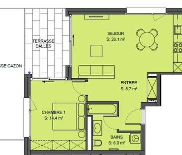 2.5 Zimmer, 55 m², EG - Foto 4