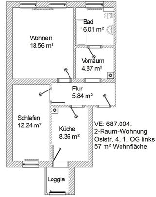 2-Raum-Wohnung mit Loggia - Foto 1