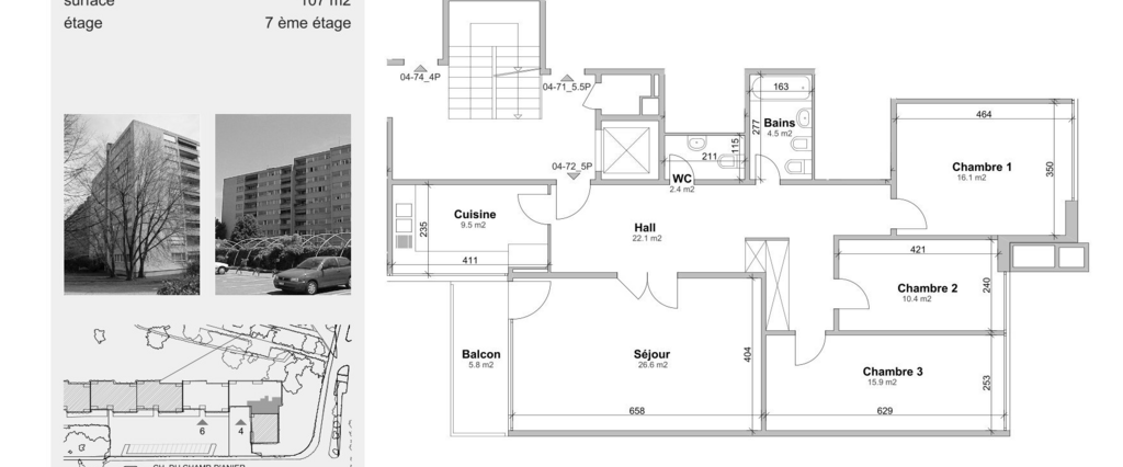 Appartement de 5 pièces au 7ème étage - Photo 1