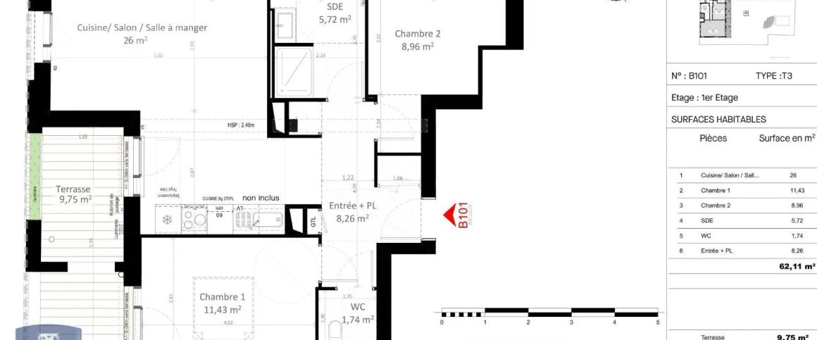 Appartement à louer 3 pièces 62.11m² - Photo 1