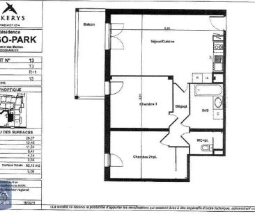 Appartement à louer 3 pièces 61.84m² - Photo 2