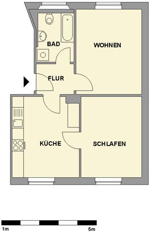 Am Stadtrand gelegene 2-Raum-Altbauwohnung mit Gartennutzung - Foto 4