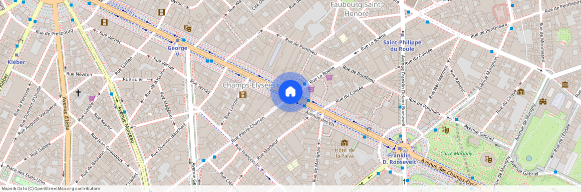 Avenue des Champs Elysées entre rue de Berri et rue La Boetie 75008 Paris (8e arrondissement)