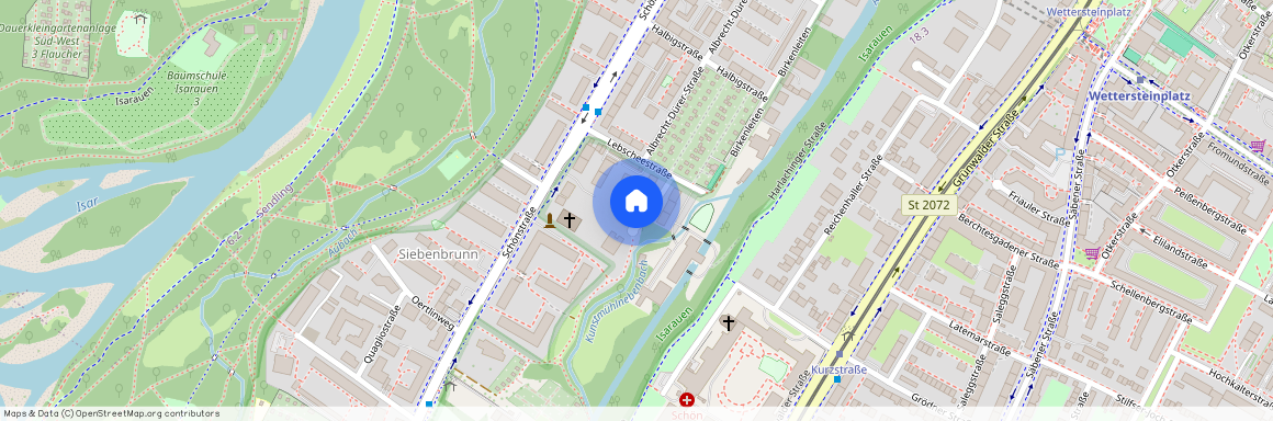 Wolgemutstraße, 81543 München Giesing ca. 3, 8 km south of Munich-center