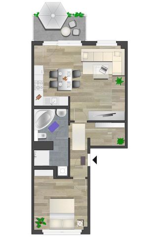 Wohnhighlight mit Eckbadewanne und offener Wohnküche - Photo 3