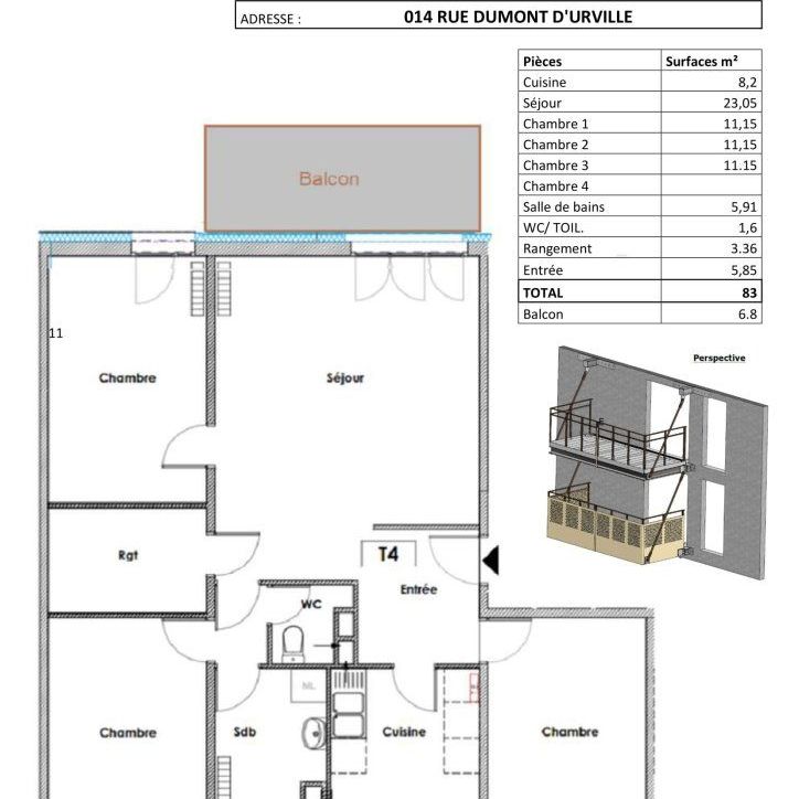 Location appartement T4 83.00m² à Reims (51100) Loyer CC * : 511.40 € Réf : ER.05140 - Photo 1