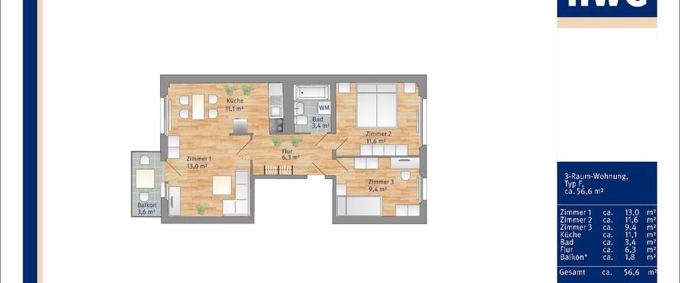 frisch gestrichen - 3R mit Wanne und Balkon - Foto 1