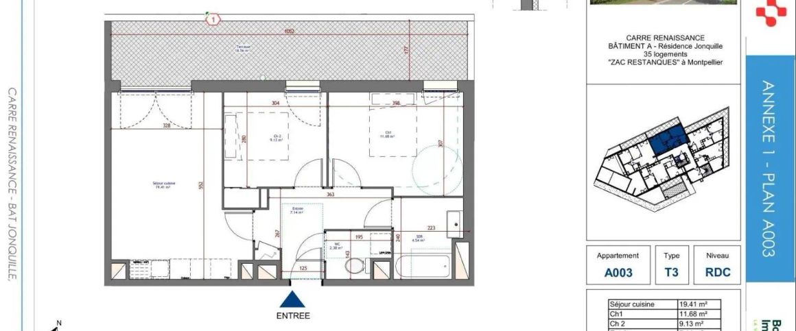 Appartement à louer 3 pièces 54.28m² - Photo 1