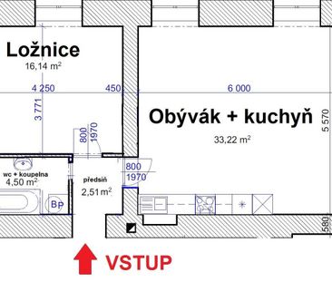 Pronájem bytu 2+kk 56 m² - Fotografie 3