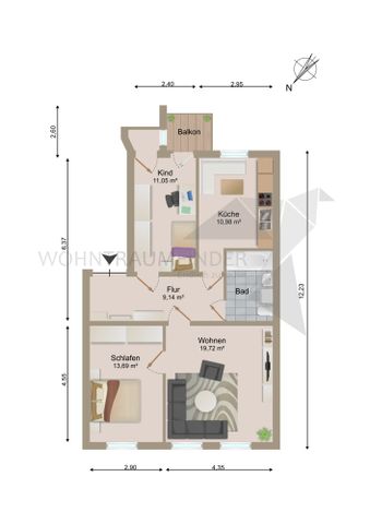 NEU renovierte 3-Raum-Balkon-Wohnung mit Abstellraum und Balkon - Foto 4