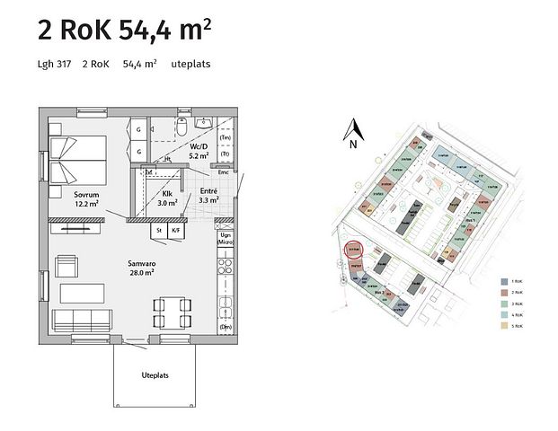 Lgh 317 - 2rok - 54,4m² - Foto 1