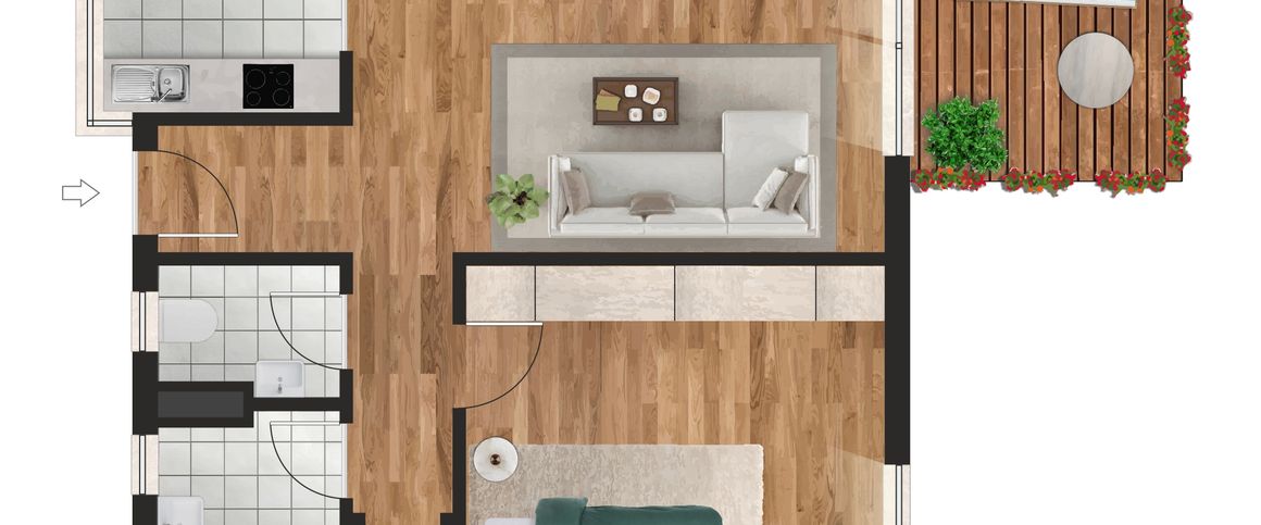 2-Raum-Wohnung mit 48,0 m², Balkon, sep. WC, Wanne, Lift, ruhige Lage. - Photo 1